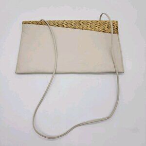 Shirl Miller Ltd Ivory Clutch‎ Purse Snakeskin Trim Made in USA Vintage